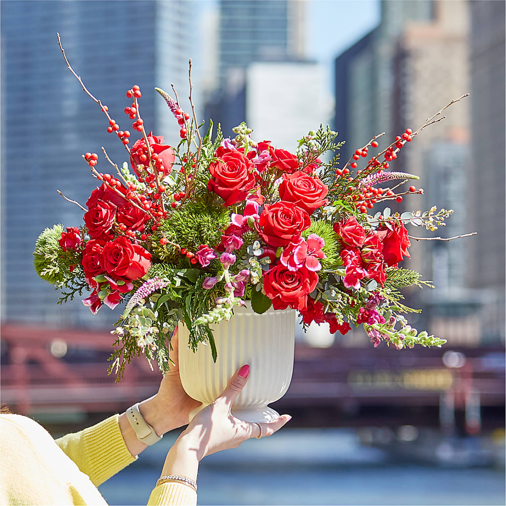 Big Red Bow Bouquet – HILL'S FLOWERS AND EVENTS, San Jose CA