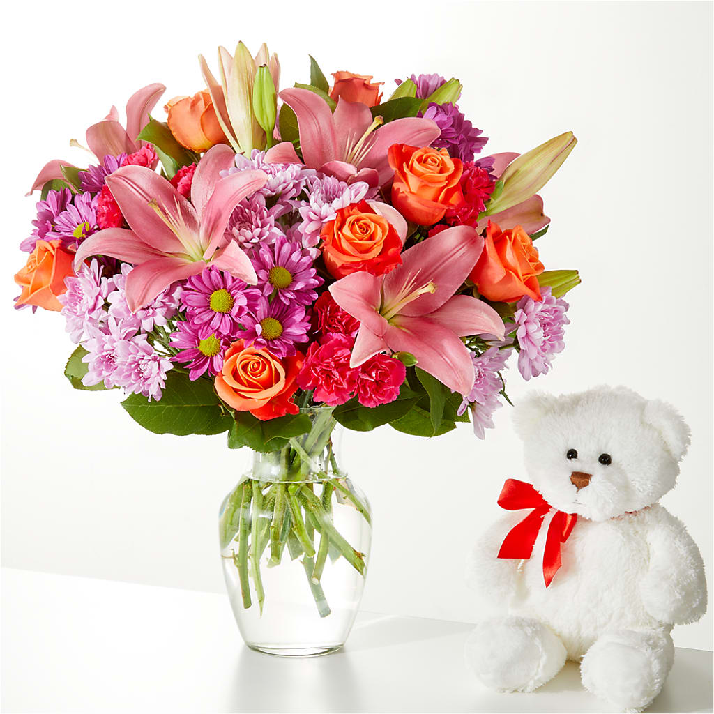 One and Only Bouquet and Bear Bundle – HILL'S FLOWERS AND EVENTS, San Jose CA