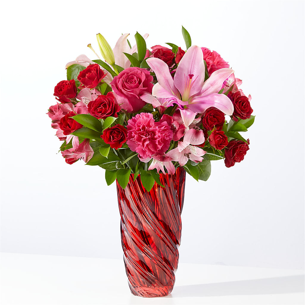 In Love Bouquet with Luxe Swirl Vase – HILL'S FLOWERS AND EVENTS, San Jose CA