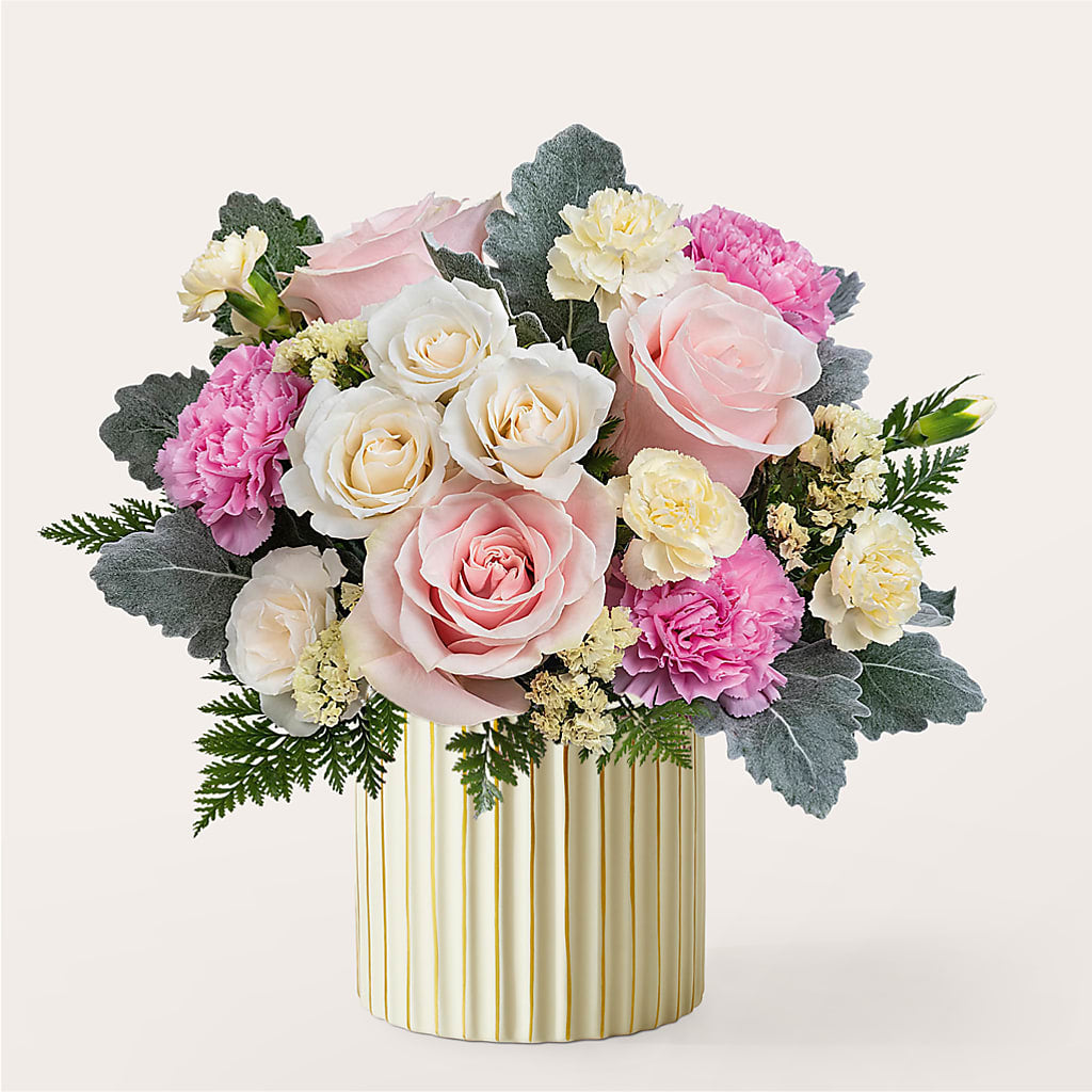 Blissful Moments Bouquet with Ivory Vase – HILL'S FLOWERS AND EVENTS, San Jose CA