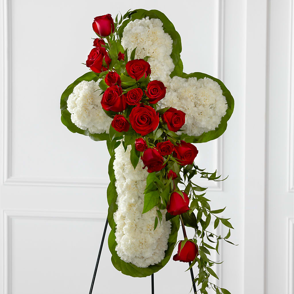 Floral Cross Easel – HILL'S FLOWERS AND EVENTS, San Jose CA