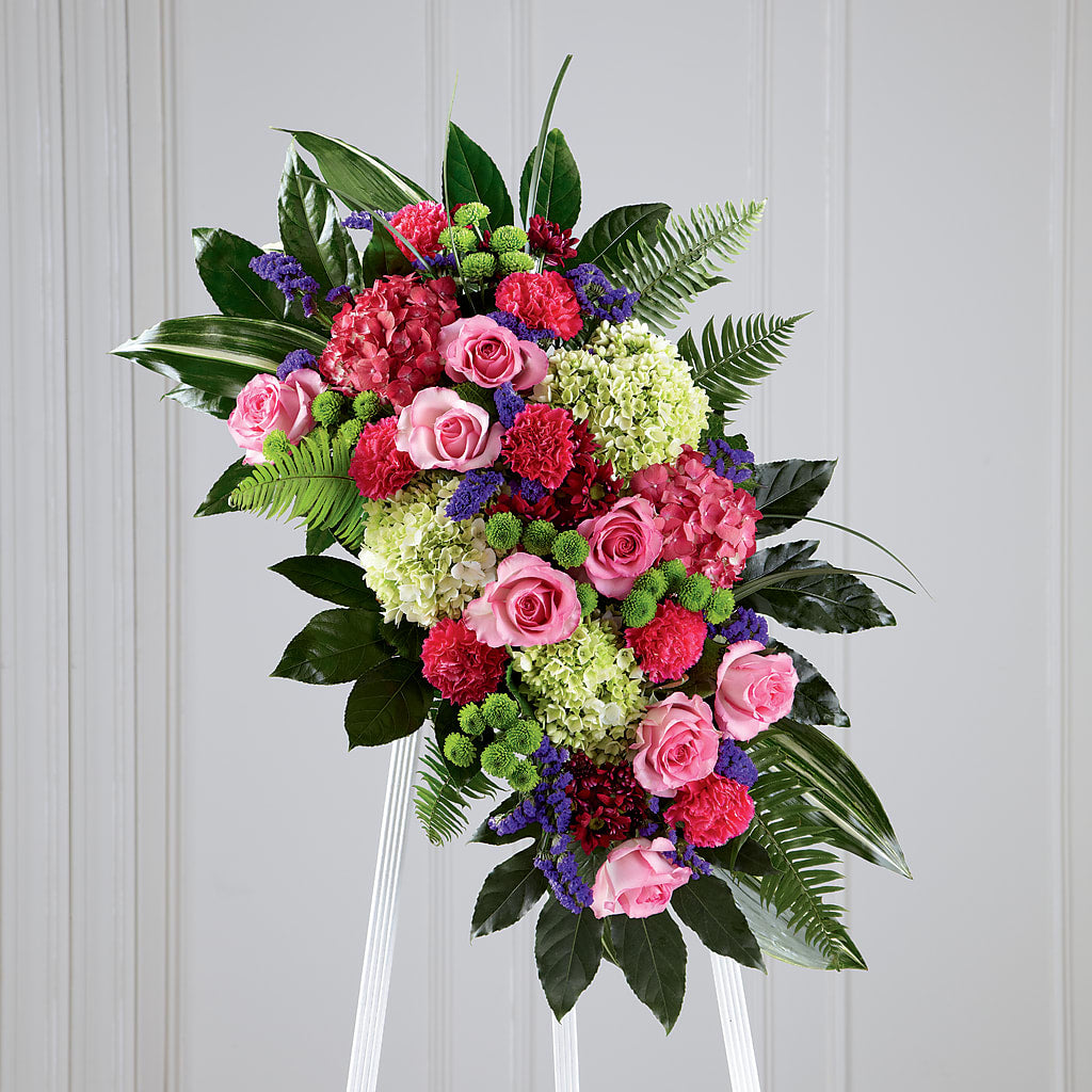 Refreshing Mix Standing Spray – HILL'S FLOWERS AND EVENTS, San Jose CA