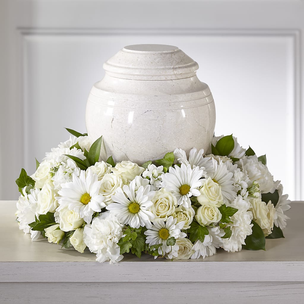 Ivory Gardens Cremation Adornment – HILL'S FLOWERS AND EVENTS, San Jose CA