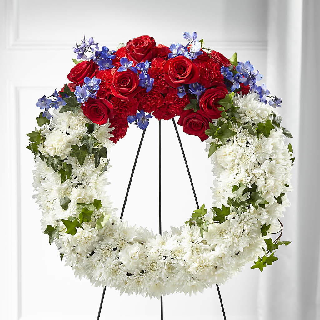Patriotic Passion Wreath – HILL'S FLOWERS AND EVENTS, San Jose CA