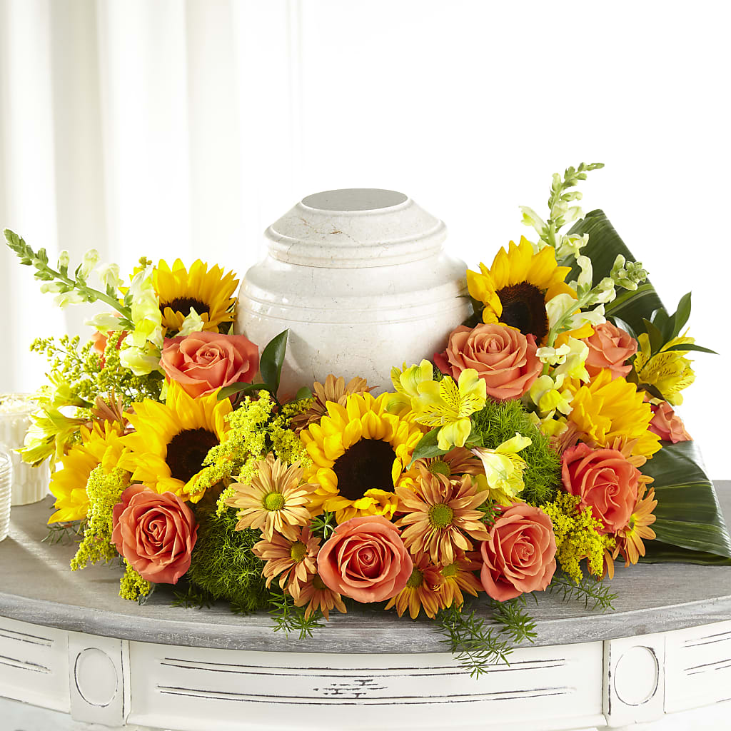 Faithful Sunflower Cremation Adornment – HILL'S FLOWERS AND EVENTS, San Jose CA
