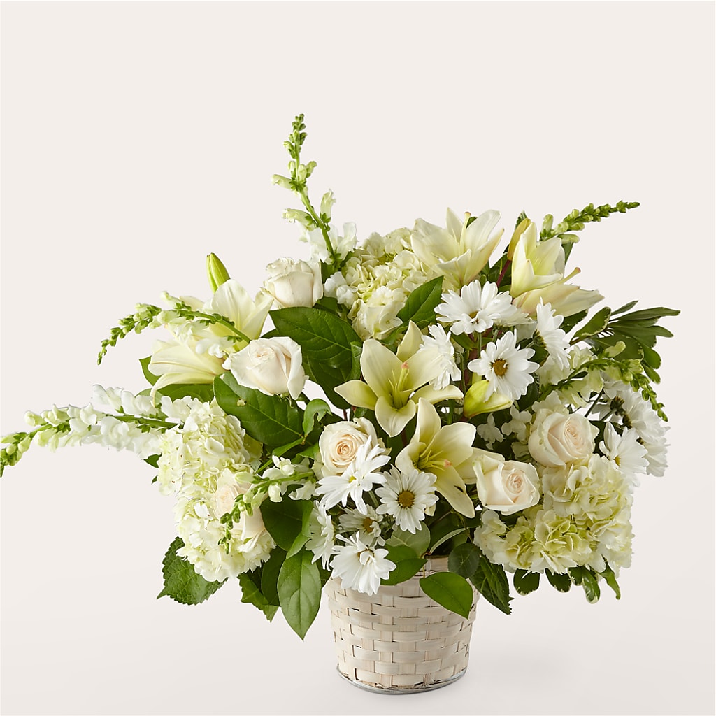 Ivory Elegance Floral Basket – HILL'S FLOWERS AND EVENTS, San Jose CA
