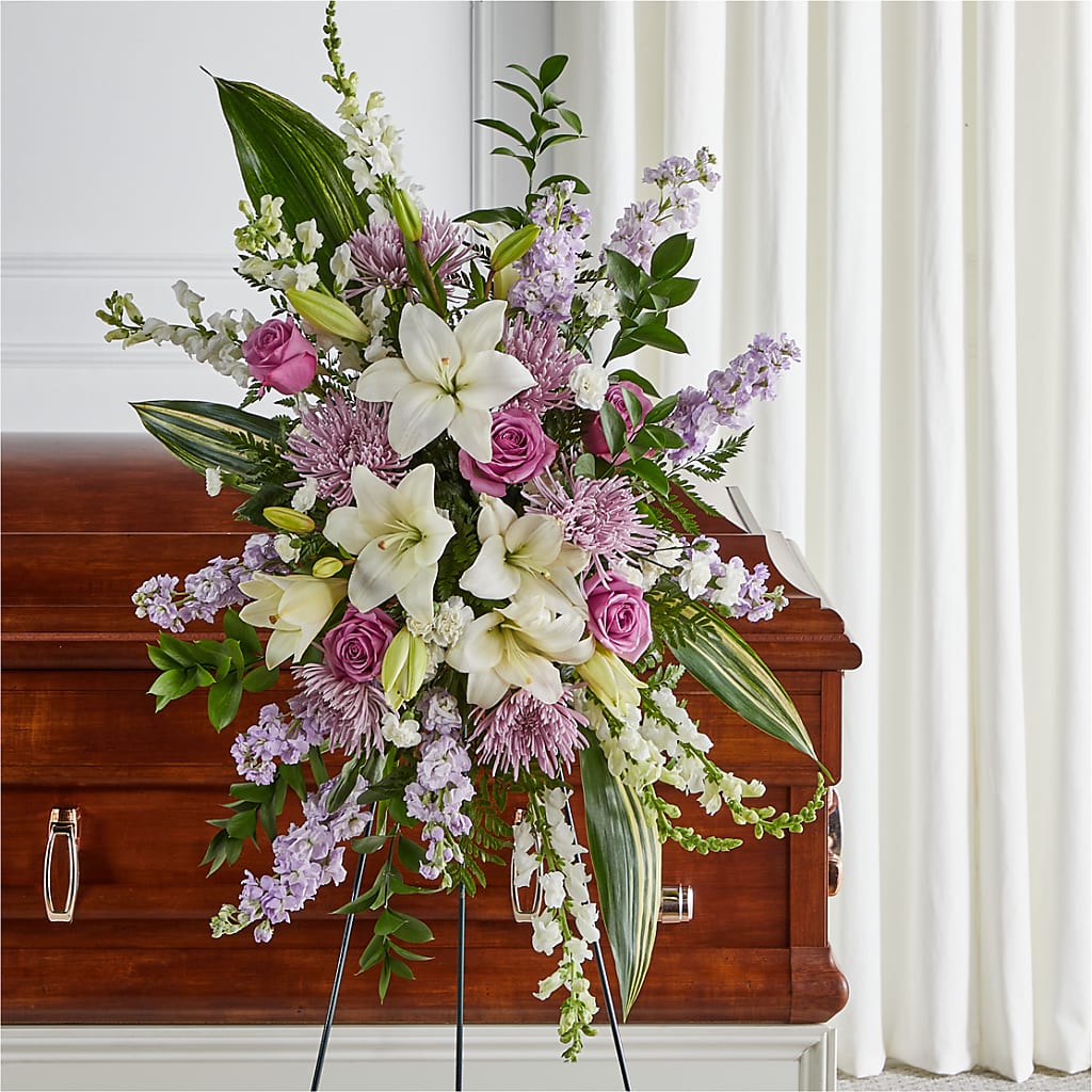Grateful Hearts Standing Spray – HILL'S FLOWERS AND EVENTS, San Jose CA