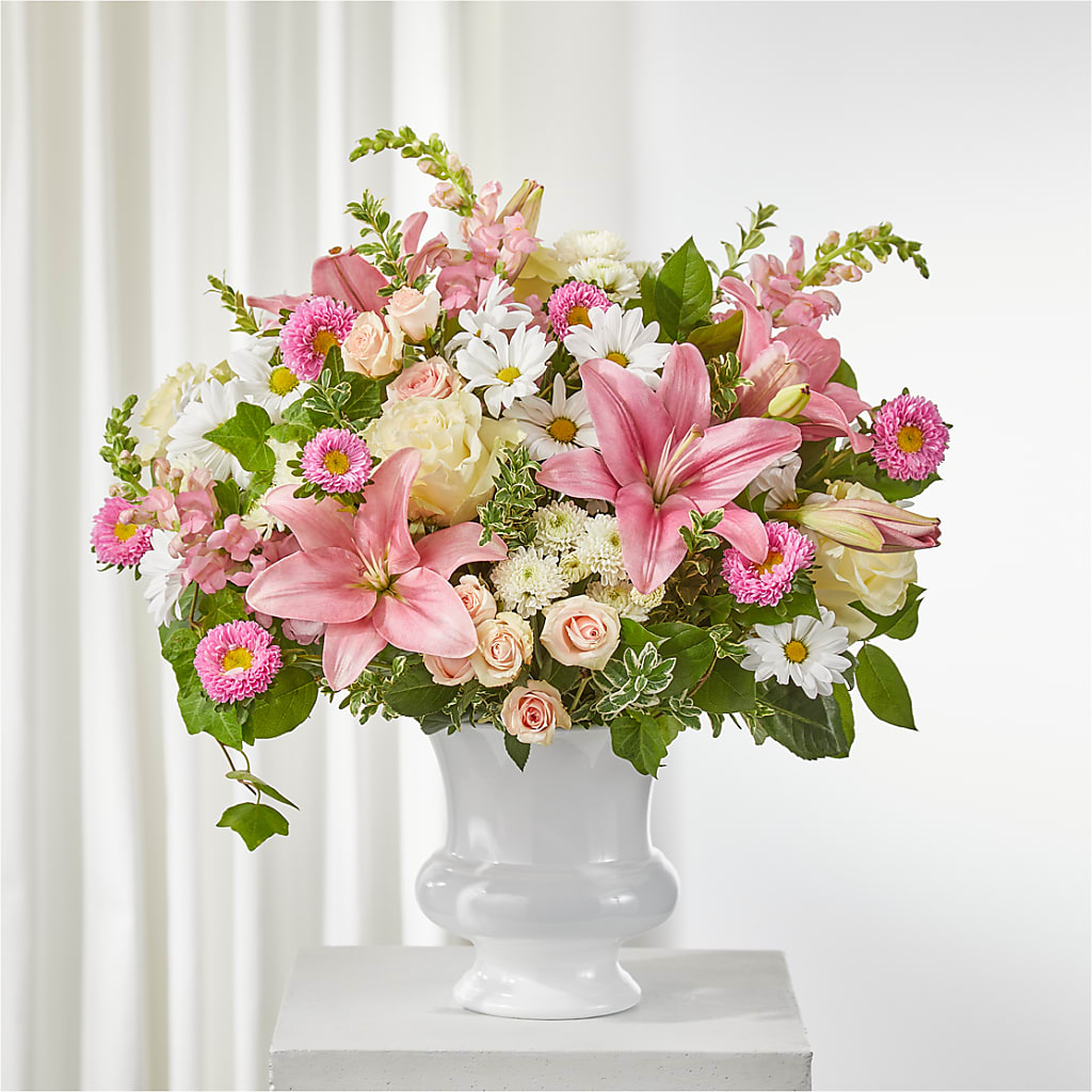 Empathetic Blooms Urn Arrangement – HILL'S FLOWERS AND EVENTS, San Jose CA