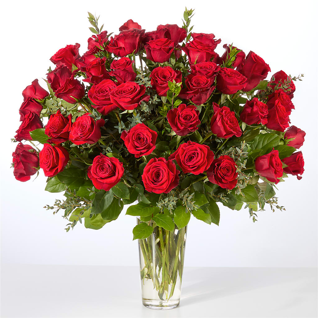 Forever Yours Fifty Stem Red Rose Bouquet – HILL'S FLOWERS AND EVENTS, San Jose CA