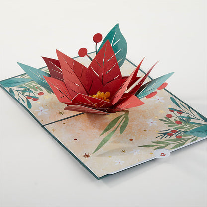 Happiest Holidays Poinsettia and Lovepop Card – HILL'S FLOWERS AND EVENTS, San Jose CA