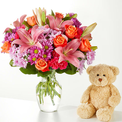 One and Only Bouquet and Bear Bundle – HILL'S FLOWERS AND EVENTS, San Jose CA