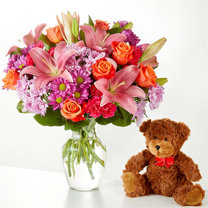 One and Only Bouquet and Bear Bundle – HILL'S FLOWERS AND EVENTS, San Jose CA