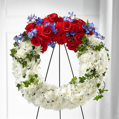 Patriotic Passion Wreath – HILL'S FLOWERS AND EVENTS, San Jose CA