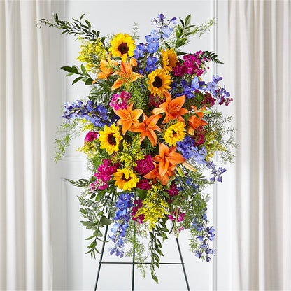 Sunlit Memories Standing Spray (Standard) – HILL'S FLOWERS AND EVENTS, San Jose CA