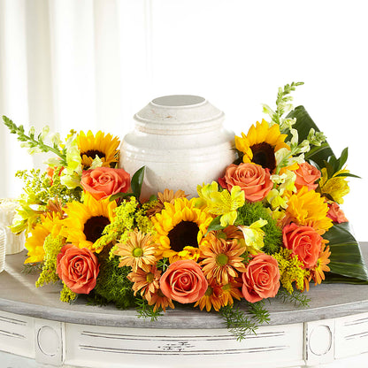 Faithful Sunflower Cremation Adornment – HILL'S FLOWERS AND EVENTS, San Jose CA