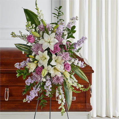 Grateful Hearts Standing Spray – HILL'S FLOWERS AND EVENTS, San Jose CA