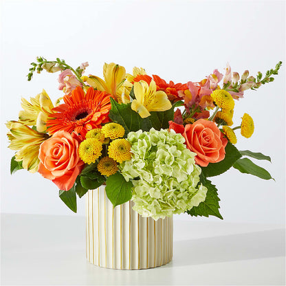 Autumn Sunshine Bouquet with Ivory Vase – HILL'S FLOWERS AND EVENTS, San Jose CA