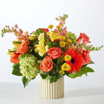 Autumn Sunshine Bouquet with Ivory Vase – HILL'S FLOWERS AND EVENTS, San Jose CA