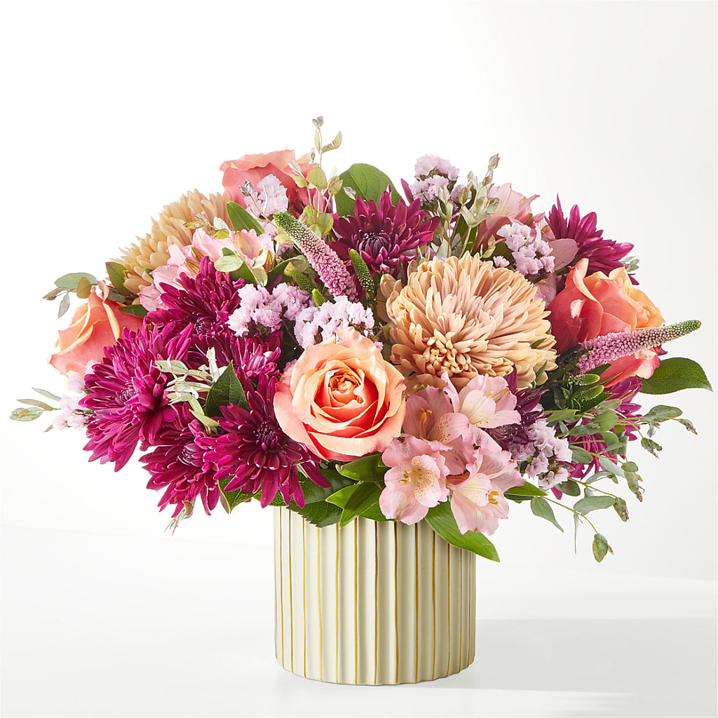 Berry Cobbler Bouquet with Ivory Vase – HILL'S FLOWERS AND EVENTS, San Jose CA
