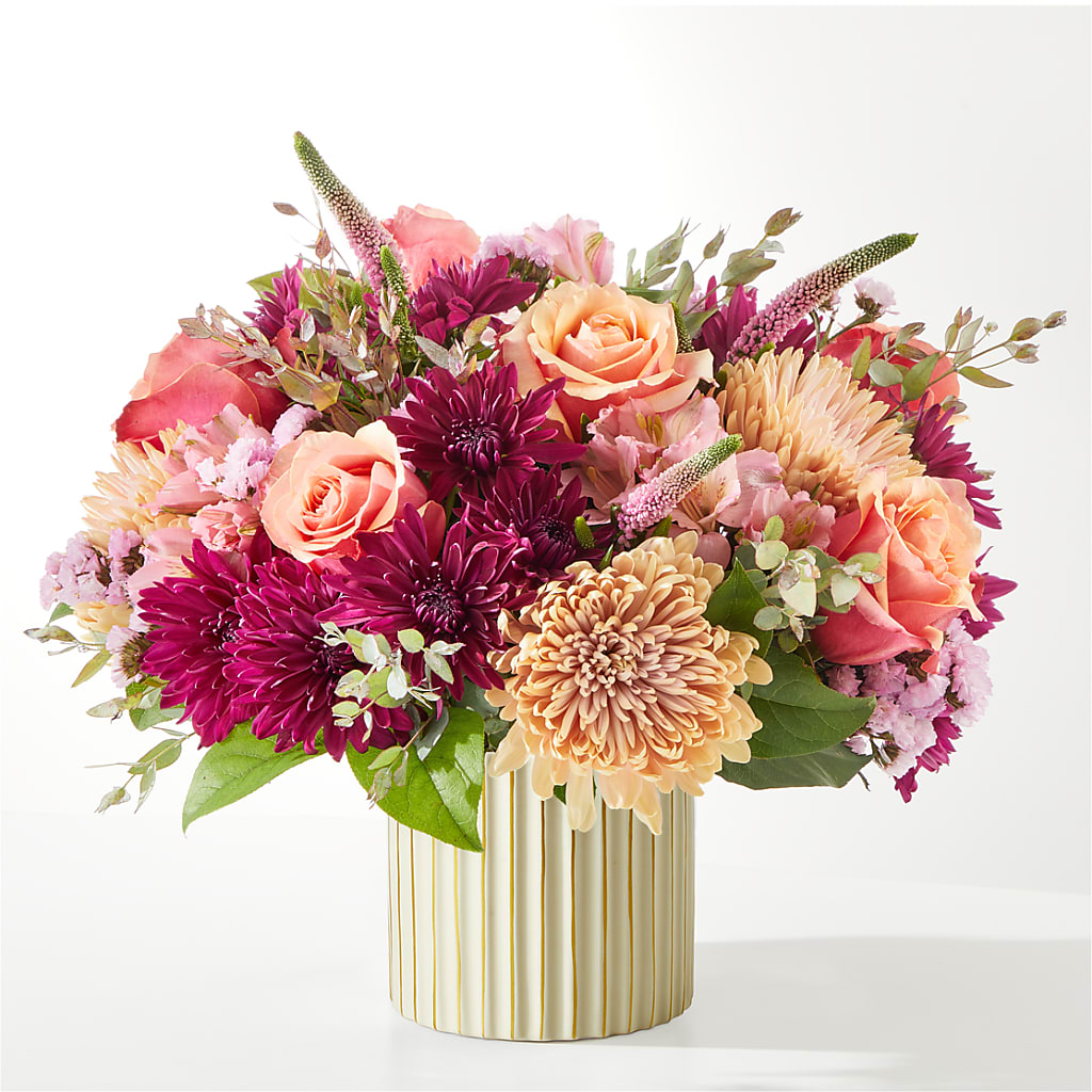 Berry Cobbler Bouquet with Ivory Vase – HILL'S FLOWERS AND EVENTS, San Jose CA
