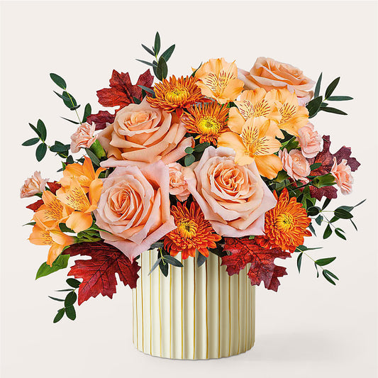Spiced Latte Bouquet with Ivory Vase – HILL'S FLOWERS AND EVENTS, San Jose CA