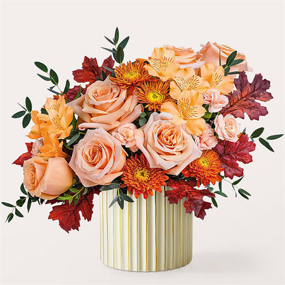 Spiced Latte Bouquet with Ivory Vase – HILL'S FLOWERS AND EVENTS, San Jose CA
