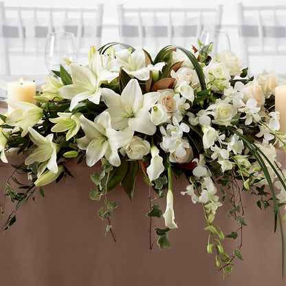 White Linen Arrangement – HILL'S FLOWERS AND EVENTS, San Jose CA